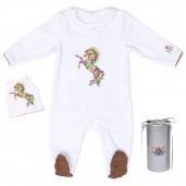 RB Royal Baby Organic Cotton Gloved-Sleeve 2 Piece Footed Overall, Footie in Gift Box (Born to be Wild)