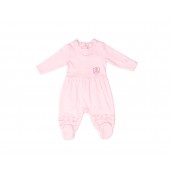 RB Royal Baby Organic Cotton Gloved-Sleeve Footed Overall, Footie (Little Ballerina) Pink