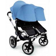  Bugaboo Donkey Twin Stroller, Extendable Canopy in Black/Ice Blue 