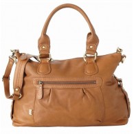 OiOi Tan Leather Slouch Tote Diaper Bag 