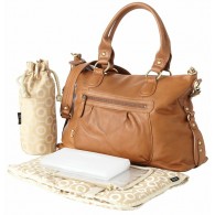 OiOi Tan Leather Slouch Tote Diaper Bag 