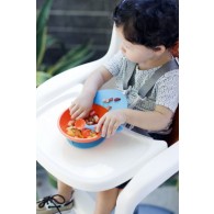 Boon Catch Bowl with Spill Catcher in Blue Raspberry & Tangerine