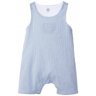 Petit Bateau Romper with Front Pocket (Baby) - Blue/White