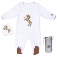 RB Royal Baby Organic Cotton Gloved-Sleeve 2 Piece Footed Overall, Footie in Gift Box (Born to be Wild)