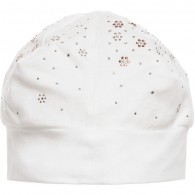 MISS BLUMARINE White Cotton Baby Hat with Diamante Gems
