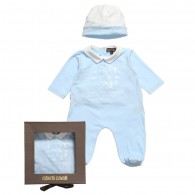 ROBERTO CAVALLI Boys Blue Babygrow & Hat Gift Set