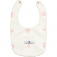 YOUNG VERSACE Cotton Ivory and Pink Medusa Bib