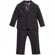 ROBERTO CAVALLI Baby Boys Navy Blue Suit with 'Blue Leopard'