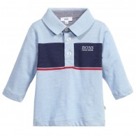 BOSS Baby Boys Pale Blue Polo Shirt with Stripe