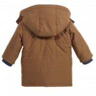 BOSS Baby Boys Brown Parka Coat with Detachable Hood