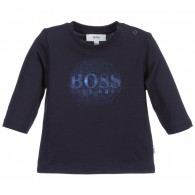 BOSS Baby Boys Navy Blue Long Sleeved Logo T-Shirt