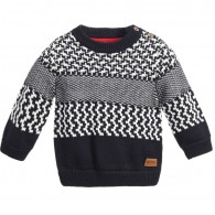 BOSS Baby Boys Navy Blue Patterned Knitted Sweater