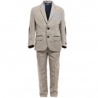 BOSS Boys Beige Cotton & Linen Blend Two Piece Suit