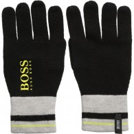 BOSS Boys Black Knitted Logo Gloves
