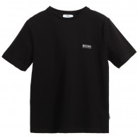 BOSS Boys Black T-Shirt with White Logo