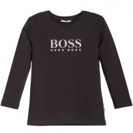 BOSS Boys Black Long Sleeved Logo T-Shirt