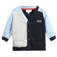 BOSS Baby Boys Blue Knitted Cotton Cardigan
