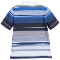 BOSS Boys Blue Stripe Cotton Pique Polo Shirt