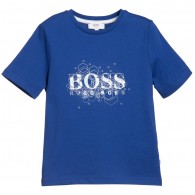 BOSS Boys Blue Jersey Logo T-Shirt