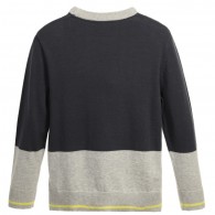 BOSS Boys Grey Cotton Knit Sweater