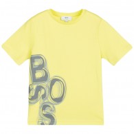 BOSS Boys Lemon Green Logo Print T-Shirt