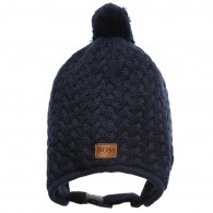 BOSS Boys Navy Blue Knitted Hat with Fleece Lining