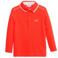 BOSS Boys Orange Cotton Pique Polo Shirt
