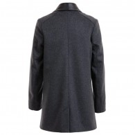 BOSS Girls Grey Wool & Black Leather Coat