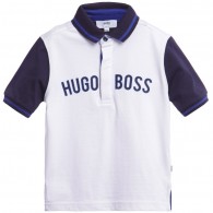 BOSS Boys White Cotton Jersey Polo Shirt with Logo