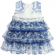 DOLCE & GABBANA Baby Girls Blue 'Majolica' Jewelled Dress
