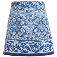 DOLCE & GABBANA Blue 'Majolica' Brocade Skirt