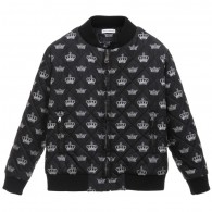 DOLCE & GABBANA Boys Black Quilted 'Crown' Print Bomber Jacket