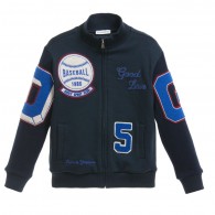 DOLCE & GABBANA Boys Blue Baseball Jacket with Patches