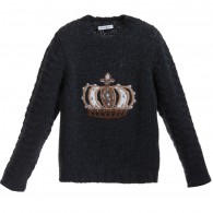 DOLCE & GABBANA Boys Dark Grey Knitted 'Crown' Sweater