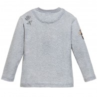 DOLCE & GABBANA Boys Grey T-Shirt with Crown and Bee Crest