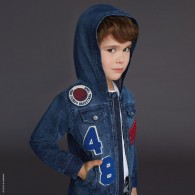DOLCE & GABBANA Boys Hooded Denim Jacket with Patches