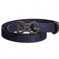 DOLCE & GABBANA Boys Navy Blue Leather Logo Belt