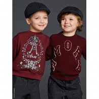 DOLCE & GABBANA Boys Burgundy 'Amore' Cotton Jersey Sweatshirt