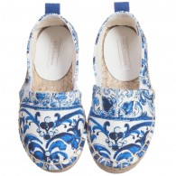 DOLCE & GABBANA Girls Blue 'Majolica' Espadrille Shoes