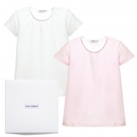 DOLCE & GABBANA Girls Pink & White T-Shirts in a Box (Pack of 2)