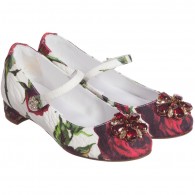 DOLCE & GABBANA Girls Brocade Red Rose Shoes
