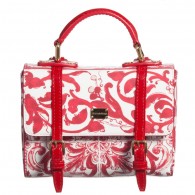 DOLCE & GABBANA Girls Red & White Patent 'Majolica' Bag (16cm)