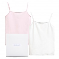DOLCE & GABBANA Girls White & Pink Vests in a Box (Pack of 2)