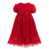 DOLCE & GABBANA Girls Red Silk Chiffon & Lace Dress