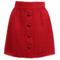 DOLCE & GABBANA Red Wool Bouclé Weave Skirt