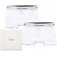 DOLCE & GABBANA White Cotton Jersey Boxer Shorts (Pack of 2)