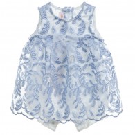 MISS BLUMARINE Baby Girls Blue Embroidered Dress