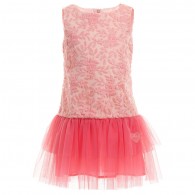 MISS BLUMARINE Pink Embroidered Dress with Tulle Skirt