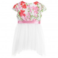 MISS BLUMARINE Pink Floral & Glitter Tulle Dress