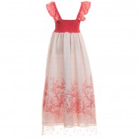 MISS BLUMARINE  Pink Maxi Dress with Sea Coral Print